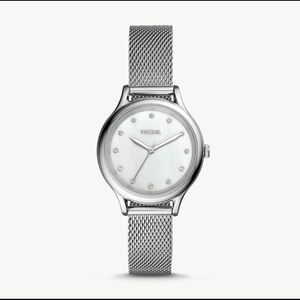 Fossil Laney Three-Hand Stainless Steel Watch (Mother Of Pearl Dial)